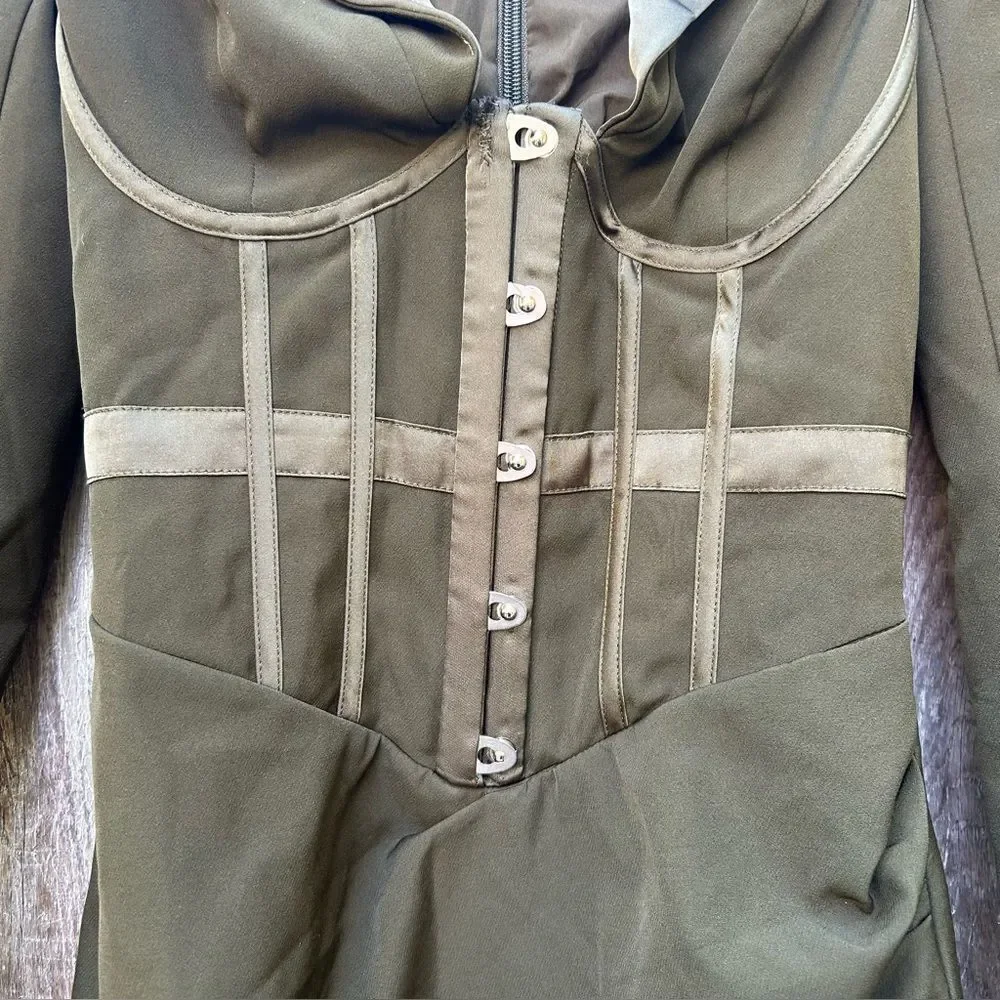 Lavish Alice Khaki Corset Mini Dress Size US 0